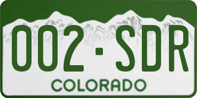 CO license plate 002SDR