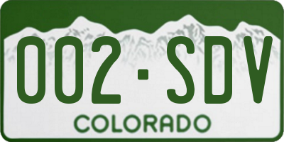 CO license plate 002SDV