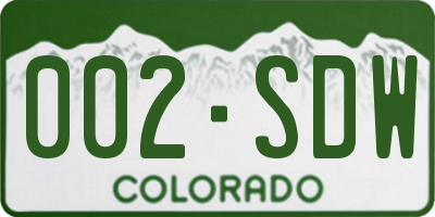 CO license plate 002SDW