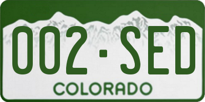 CO license plate 002SED