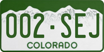 CO license plate 002SEJ