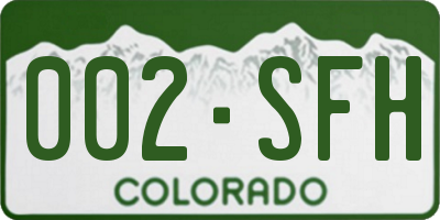 CO license plate 002SFH