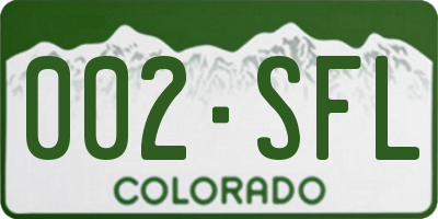 CO license plate 002SFL