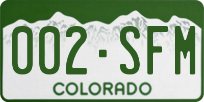 CO license plate 002SFM
