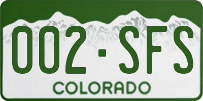 CO license plate 002SFS