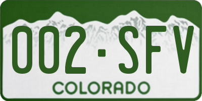 CO license plate 002SFV