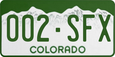 CO license plate 002SFX