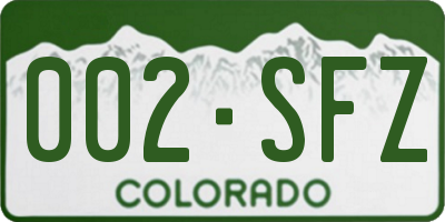 CO license plate 002SFZ