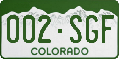 CO license plate 002SGF