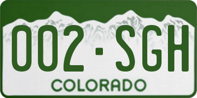 CO license plate 002SGH