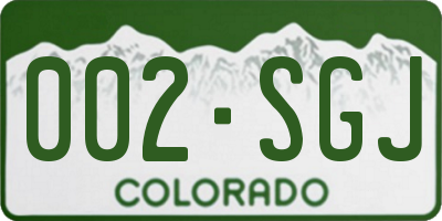 CO license plate 002SGJ