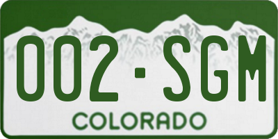 CO license plate 002SGM