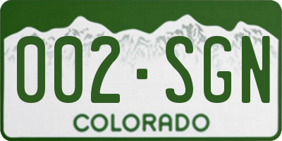CO license plate 002SGN