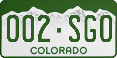 CO license plate 002SGO