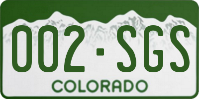 CO license plate 002SGS