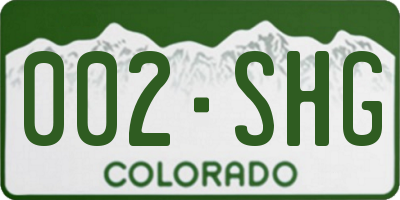 CO license plate 002SHG