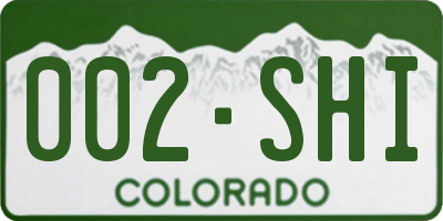 CO license plate 002SHI