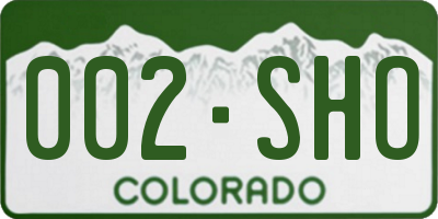 CO license plate 002SHO