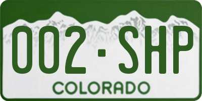 CO license plate 002SHP