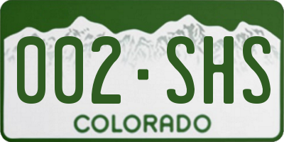 CO license plate 002SHS