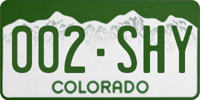 CO license plate 002SHY