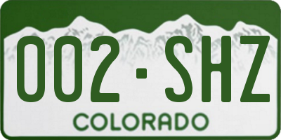 CO license plate 002SHZ