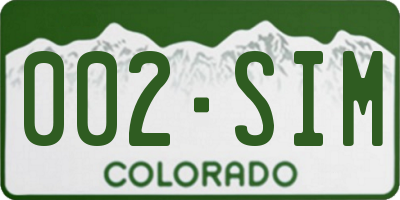 CO license plate 002SIM