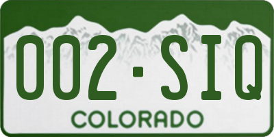 CO license plate 002SIQ