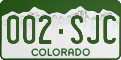 CO license plate 002SJC