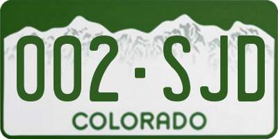 CO license plate 002SJD