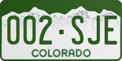 CO license plate 002SJE