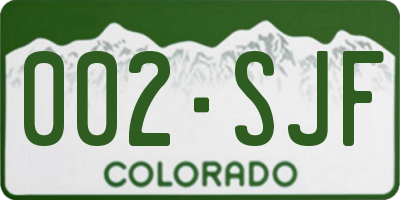 CO license plate 002SJF