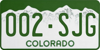 CO license plate 002SJG