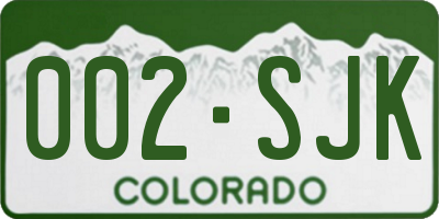 CO license plate 002SJK