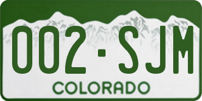 CO license plate 002SJM