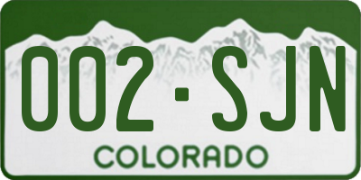 CO license plate 002SJN