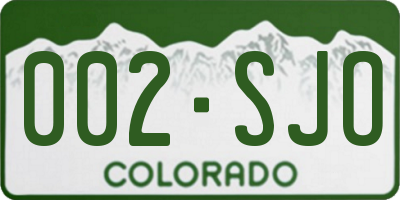 CO license plate 002SJO