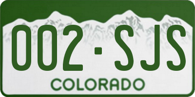 CO license plate 002SJS