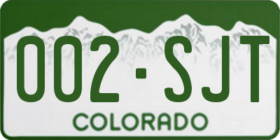 CO license plate 002SJT