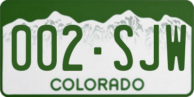 CO license plate 002SJW