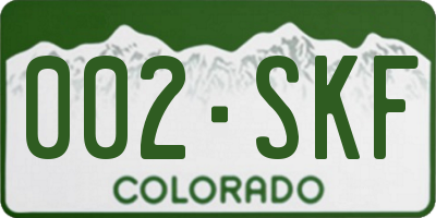 CO license plate 002SKF