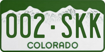 CO license plate 002SKK