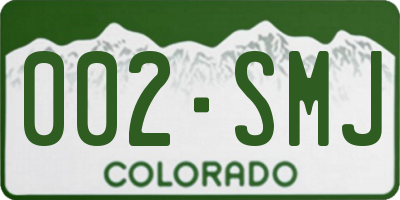 CO license plate 002SMJ