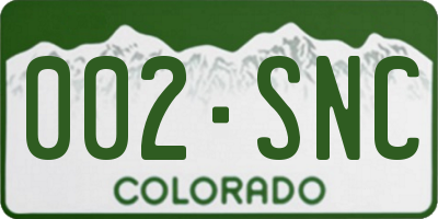 CO license plate 002SNC