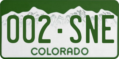 CO license plate 002SNE