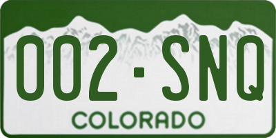 CO license plate 002SNQ