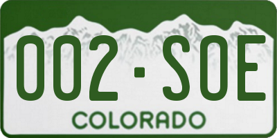 CO license plate 002SOE