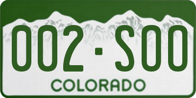 CO license plate 002SOO
