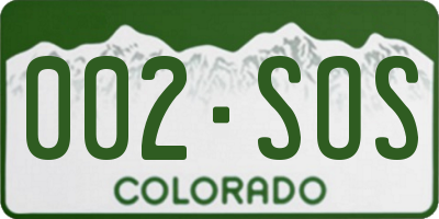 CO license plate 002SOS