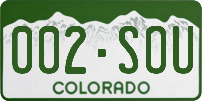 CO license plate 002SOU